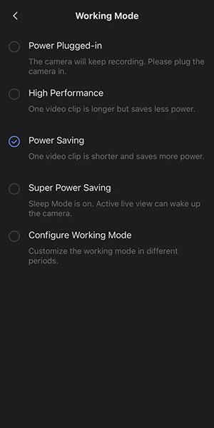 Видеоняня EZVIZ BM1, выбор рабочего режима