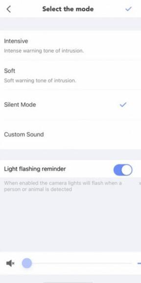EZVIZ C3X, настройки громкости сирены