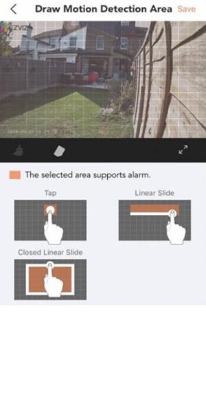EZVIZ C3X, настройка области обнаружения по сетке