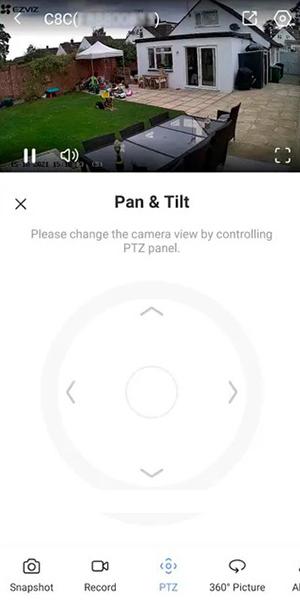 EZVIZ C8C, поворот и наклон в приложении