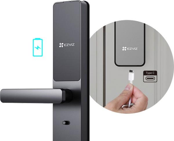 EZVIZ DL05, порт USB Type-C для экстренной зарядки