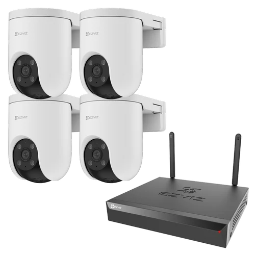 Комплект 4 уличные поворотные IP камеры EZVIZ H8c Pro 3K 5 Мп (4 мм) с видеорегистратором X5S