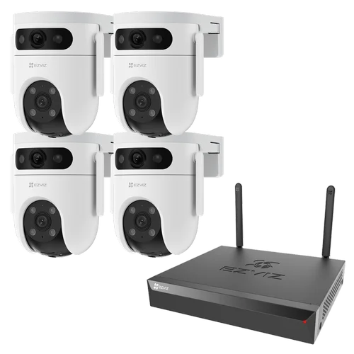 Комплект 4 уличные поворотные IP камеры EZVIZ H9c Dual 3K 5 Мп (2,8 и 6 мм) с видеорегистратором X5S