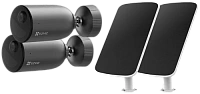 Комплект 2 уличные IP камеры EZVIZ EB3 3 Мп (2,8 мм) с 2 солнечными панелями