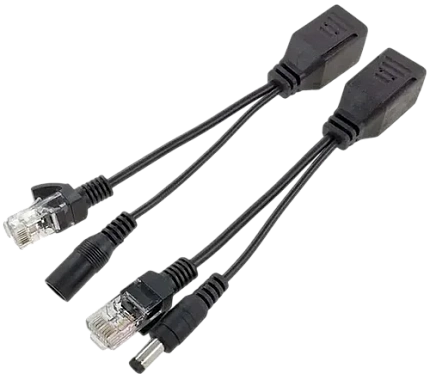 Комплект адаптеров POE с разъемами типа RJ45 и DC 2.1 / 5.5