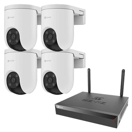 Комплект 4 уличные поворотные IP камеры EZVIZ H8c Pro 3K 5 Мп (4 мм) с видеорегистратором X5S