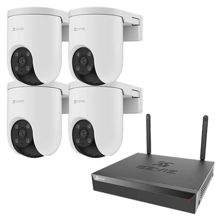 Комплект 4 уличные поворотные IP камеры EZVIZ H8c Pro 3K 5 Мп (4 мм) с видеорегистратором X5S