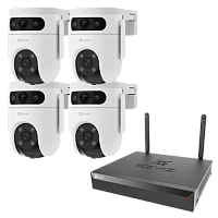 Комплект 4 уличные поворотные IP камеры EZVIZ H9c Dual 3K 5 Мп (2,8 и 6 мм) с видеорегистратором X5S