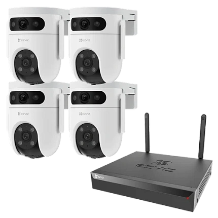 Комплект 4 уличные поворотные IP камеры EZVIZ H9c Dual 3K 5 Мп (2,8 и 6 мм) с видеорегистратором X5S