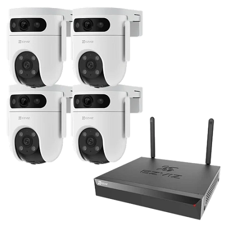 Комплект 4 уличные поворотные IP камеры EZVIZ H9c Dual 3K 5 Мп (2,8 и 6 мм) с видеорегистратором X5S