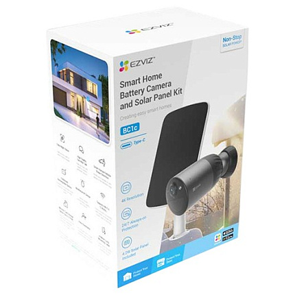 Комплект уличная IP камера EZVIZ BC1C 4K 8 Мп (2,8 мм) с солнечной панелью
